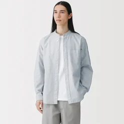 Chemises^Muji Chemise en coton Oxford lavé col officier pour homme
