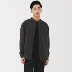 Chemises^Muji Chemise en coton Oxford lavé col officier pour homme