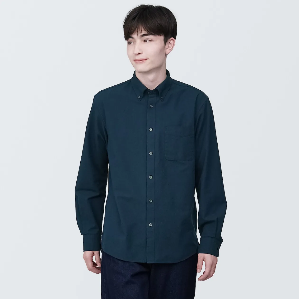 Chemises^Muji Chemise en coton Oxford lavé col boutonné homme
