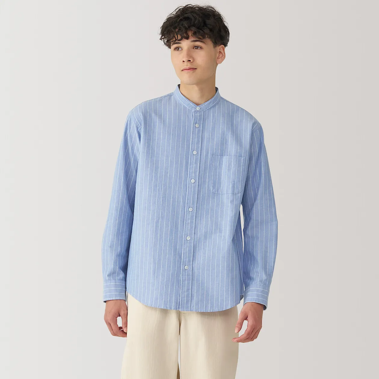 Chemises^Muji Chemise en coton Oxford lavé col officier pour homme…