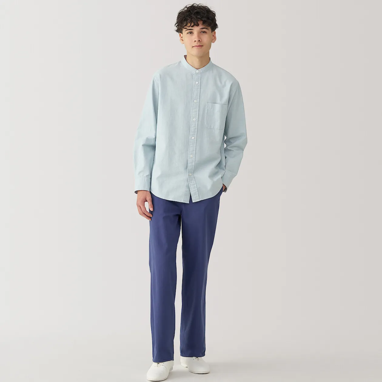 Chemises^Muji Chemise en coton Oxford lavé col officier pour homme…