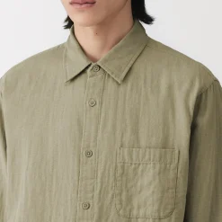 Chemises^Muji Chemise en double gaze en mélange de kapok pour homme