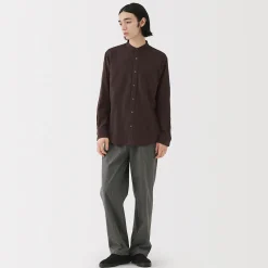 Chemises^Muji Chemise en flanelle col officier pour homme