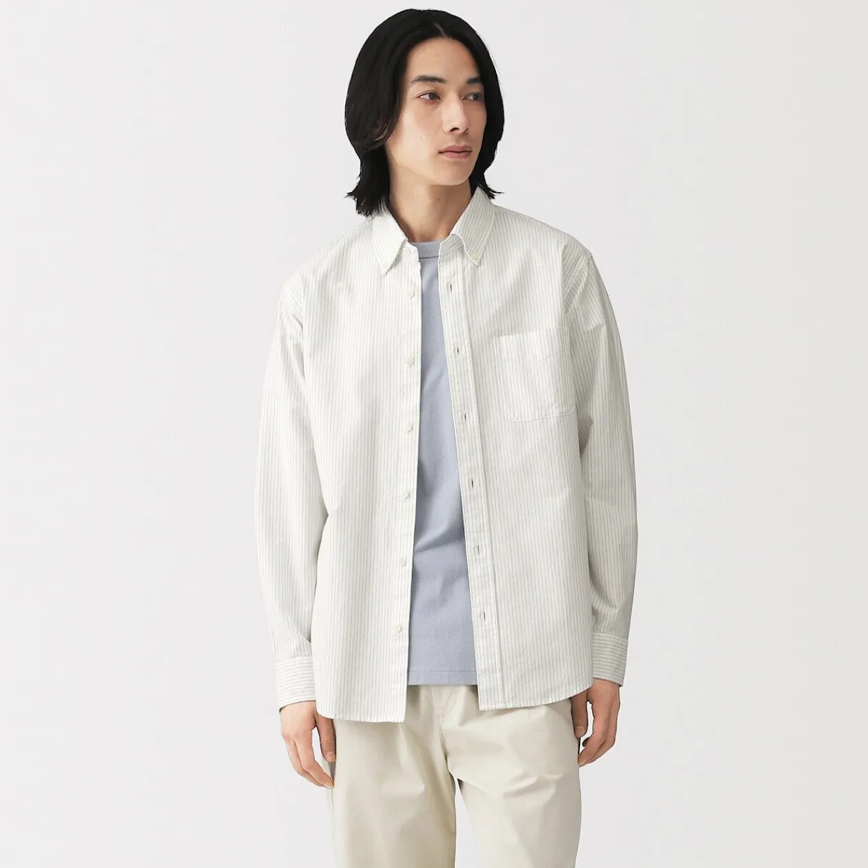 Chemises^Muji Chemise Oxford en coton lavé pour homme