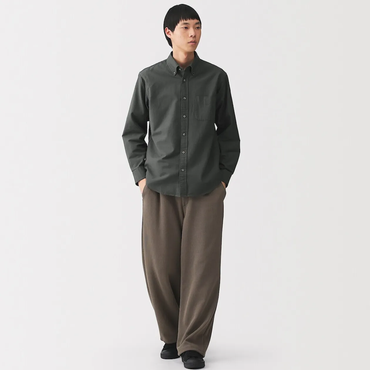 Chemises^Muji Chemise Oxford en coton lavé pour homme