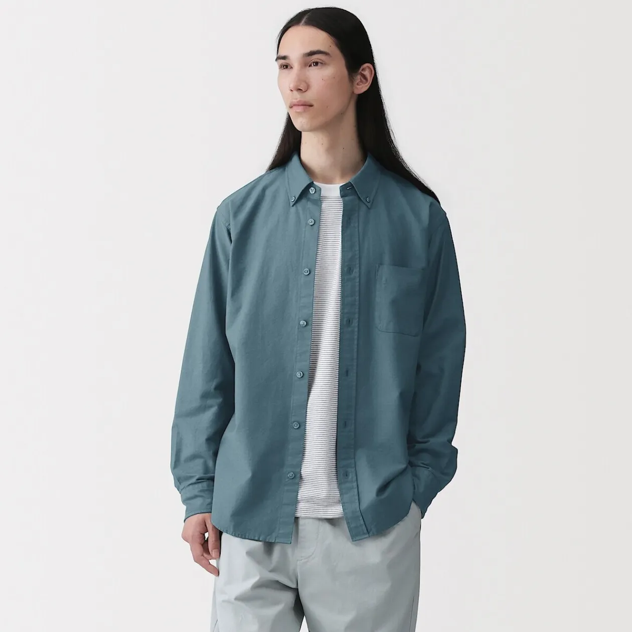 Chemises^Muji Chemise Oxford en coton lavé pour homme