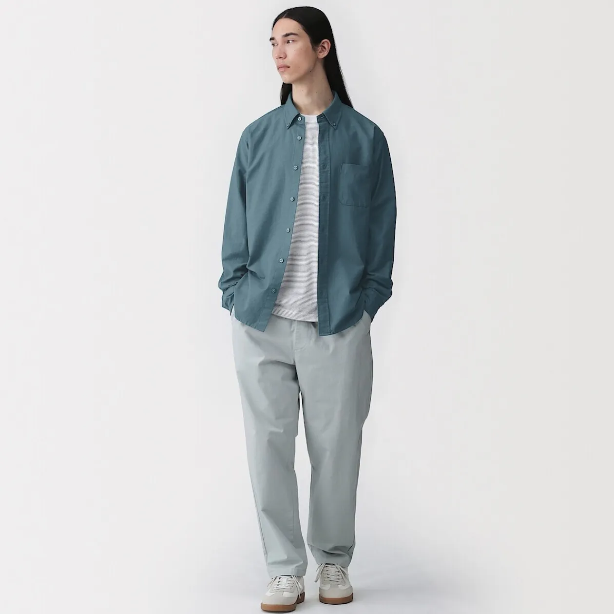 Chemises^Muji Chemise Oxford en coton lavé pour homme