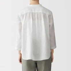 Chemises^Muji Chemisier à col officier en lin lavé pour femme