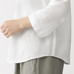 Chemises^Muji Chemisier à col officier en lin lavé pour femme