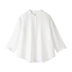 Chemises^Muji Chemisier à col officier en lin lavé pour femme