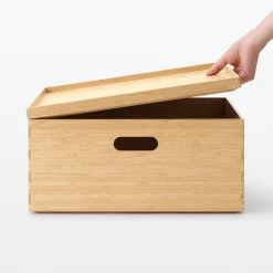 Rangements En Bois|Boîtes Et Rangement De Bureau^Muji Couvercle empilable en bambou‐ 37cm