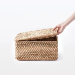 Rangements En Rotin^Muji Couvercle pour panier en rotin L35X P36X H3cm