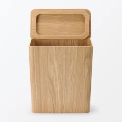 Corbeilles Et Poubelles^Muji Couvercle pour poubelle rectangulaire en bois