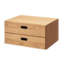 Étagères Modulables En Bois^Muji Demi bloc‐tiroir en chêne ‐ 2 tiroirs horizontaux (Dont Eco‐part. 0,82 €)