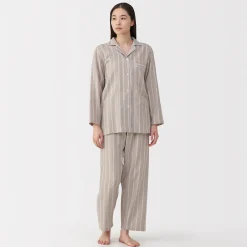 Pyjamas Et Vêtements D'Intérieur^Muji Ensemble pyjama à manches longues en gaze double pour femme