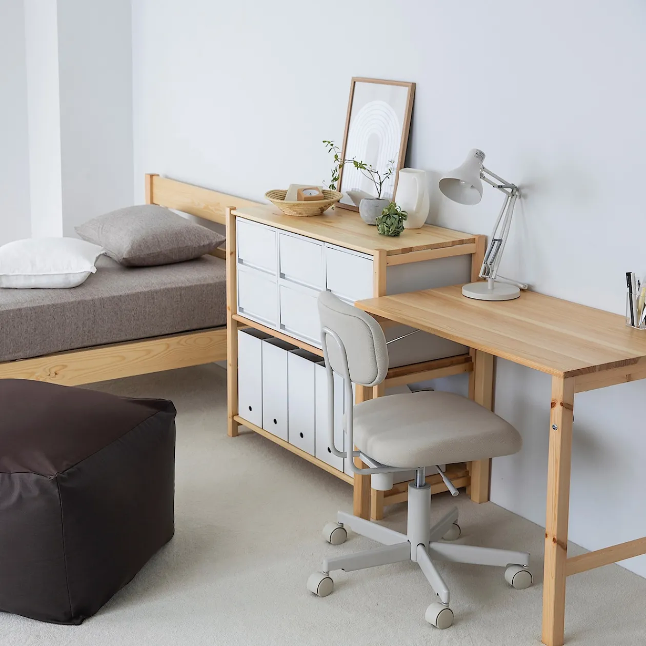 Étagères En Pin Et En Acier^Muji Etagère en pin large ‐ 3 niveaux