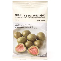 Chocolat Et Bonbons^Muji Fraises enrobées de chocolat blanc au matcha