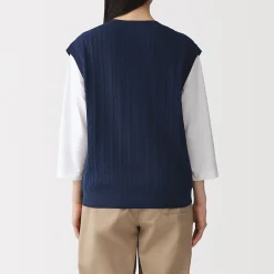 Pulls Et Cardigans^Muji Gilet en tricot torsadé de mélange de coton pour femme