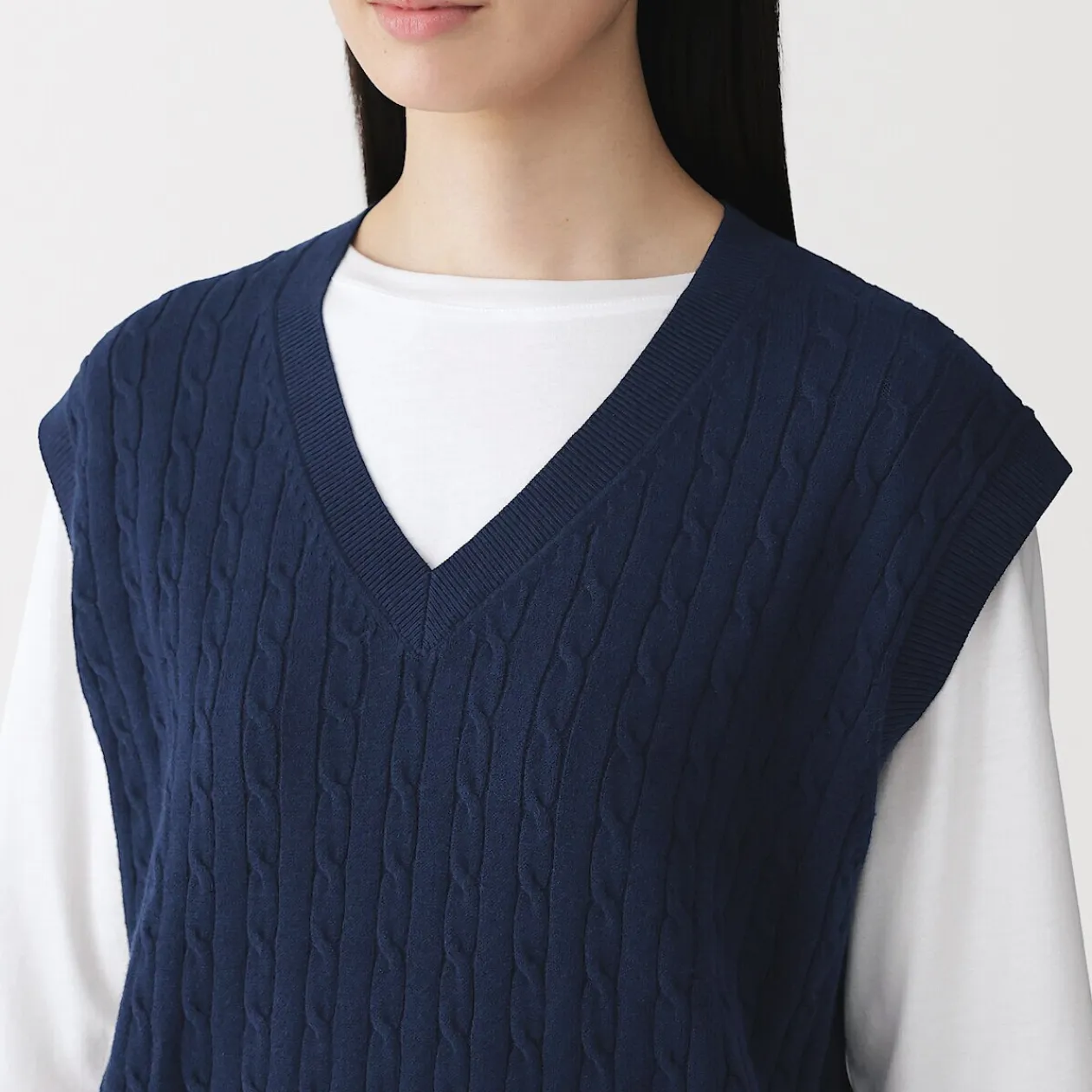 Pulls Et Cardigans^Muji Gilet en tricot torsadé de mélange de coton pour femme