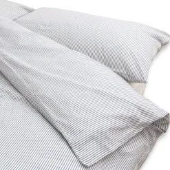 Draps De Lit^Muji Housse de couette en coton délavé ‐ 240 x 220 cm, Rayé
