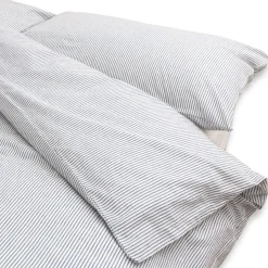 Draps De Lit^Muji Housse de couette en coton délavé ‐ 210 x 210 cm, Rayé