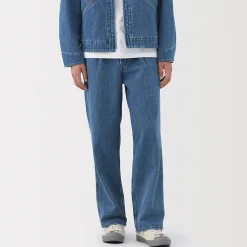Pantalons Et Shorts^Muji Jean coupe droite en denim mélangé kapok pour homme