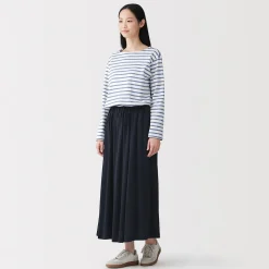 Pantalons, Jupes Et Shorts^Muji Jupe midaxi froncée en jersey de mélange de Lyocell pour femme