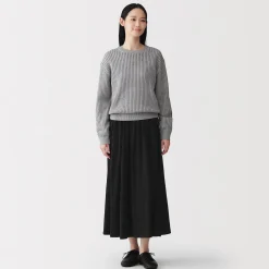 Pantalons, Jupes Et Shorts^Muji Jupe midaxi froncée en jersey de mélange de Lyocell pour femme