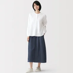 Pantalons, Jupes Et Shorts^Muji Jupe midi confort en denim délavé pour femme Bleu Marine Foncé