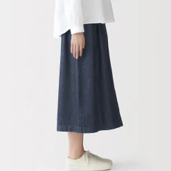 Pantalons, Jupes Et Shorts^Muji Jupe midi confort en denim délavé pour femme Bleu Marine Foncé