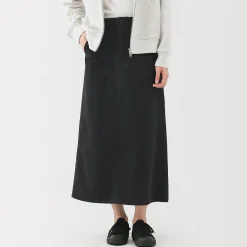Pantalons, Jupes Et Shorts^Muji Jupe midi coupe droite avec motif de chevrons et en coton pour femme