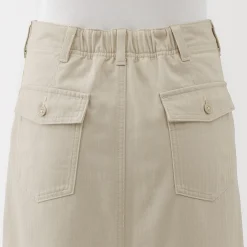 Pantalons, Jupes Et Shorts^Muji Jupe midi coupe droite avec motif de chevrons et en coton pour femme