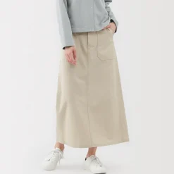Pantalons, Jupes Et Shorts^Muji Jupe midi coupe droite avec motif de chevrons et en coton pour femme