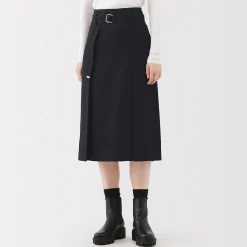 Pantalons, Jupes Et Shorts^Muji Jupe midi plissée en sergé de polyester pour femme