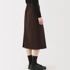 Pantalons, Jupes Et Shorts^Muji Jupe midi plissée en sergé de polyester pour femme
