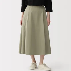 Pantalons, Jupes Et Shorts^Muji Jupe midi plissée et évasée en sergé de coton mélangé pour femme