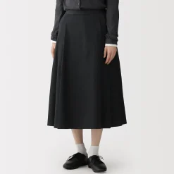 Pantalons, Jupes Et Shorts^Muji Jupe midi plissée et évasée en sergé de coton mélangé pour femme