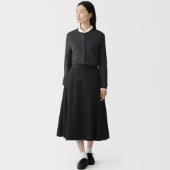 Pantalons, Jupes Et Shorts^Muji Jupe midi plissée et évasée en sergé de coton mélangé pour femme