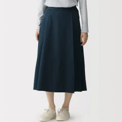 Pantalons, Jupes Et Shorts^Muji Jupe midi plissée et évasée en sergé de coton mélangé pour femme