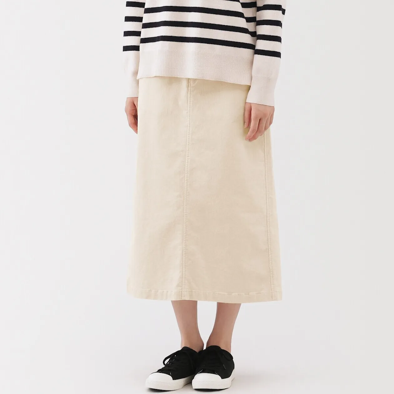 Pantalons, Jupes Et Shorts^Muji Jupe midi taille haute en velours côtelé extensible pour femme