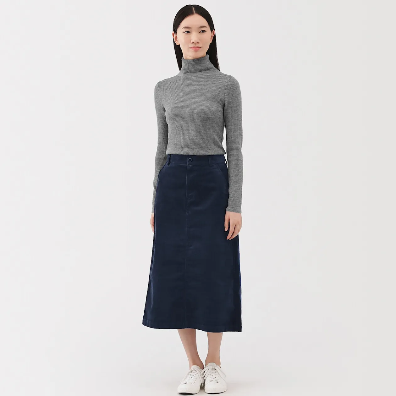 Pantalons, Jupes Et Shorts^Muji Jupe midi taille haute en velours côtelé extensible pour femme
