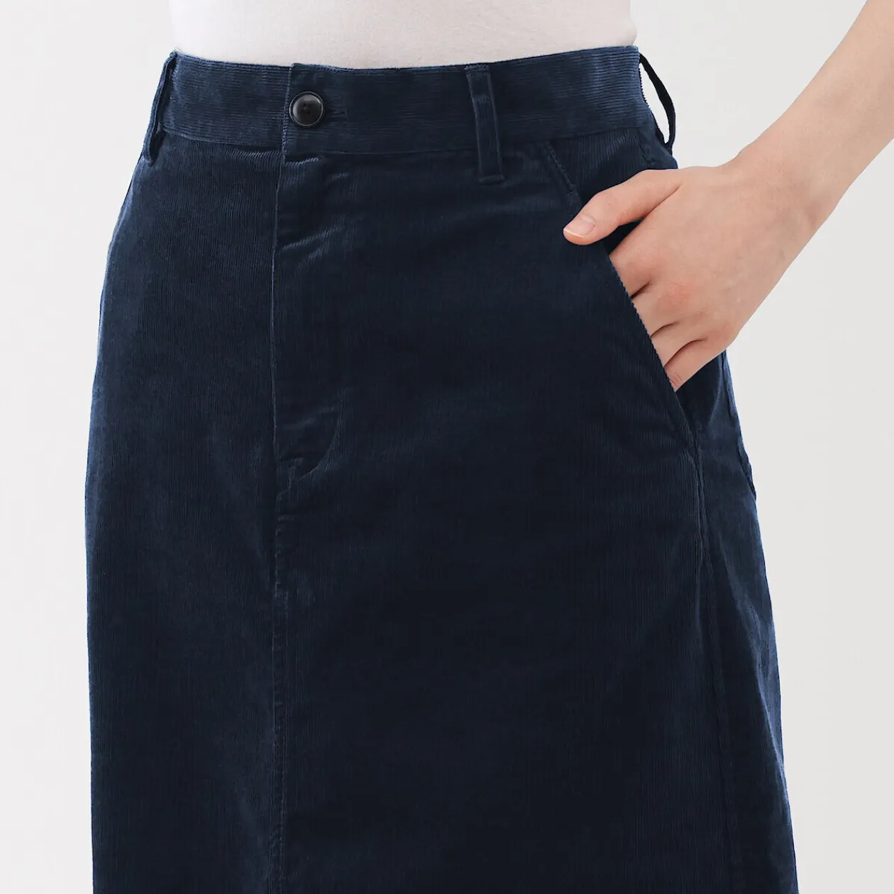 Pantalons, Jupes Et Shorts^Muji Jupe midi taille haute en velours côtelé extensible pour femme