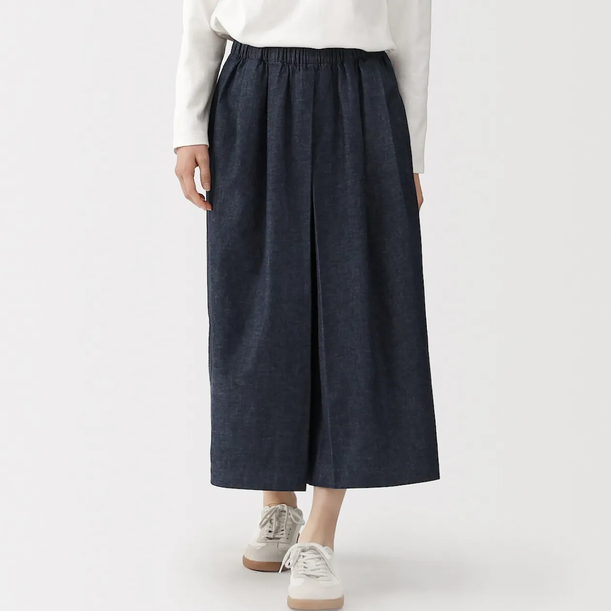 Pantalons, Jupes Et Shorts^Muji Jupe-culotte légère en denim de kapok mélangé pour femme Bleu Marine