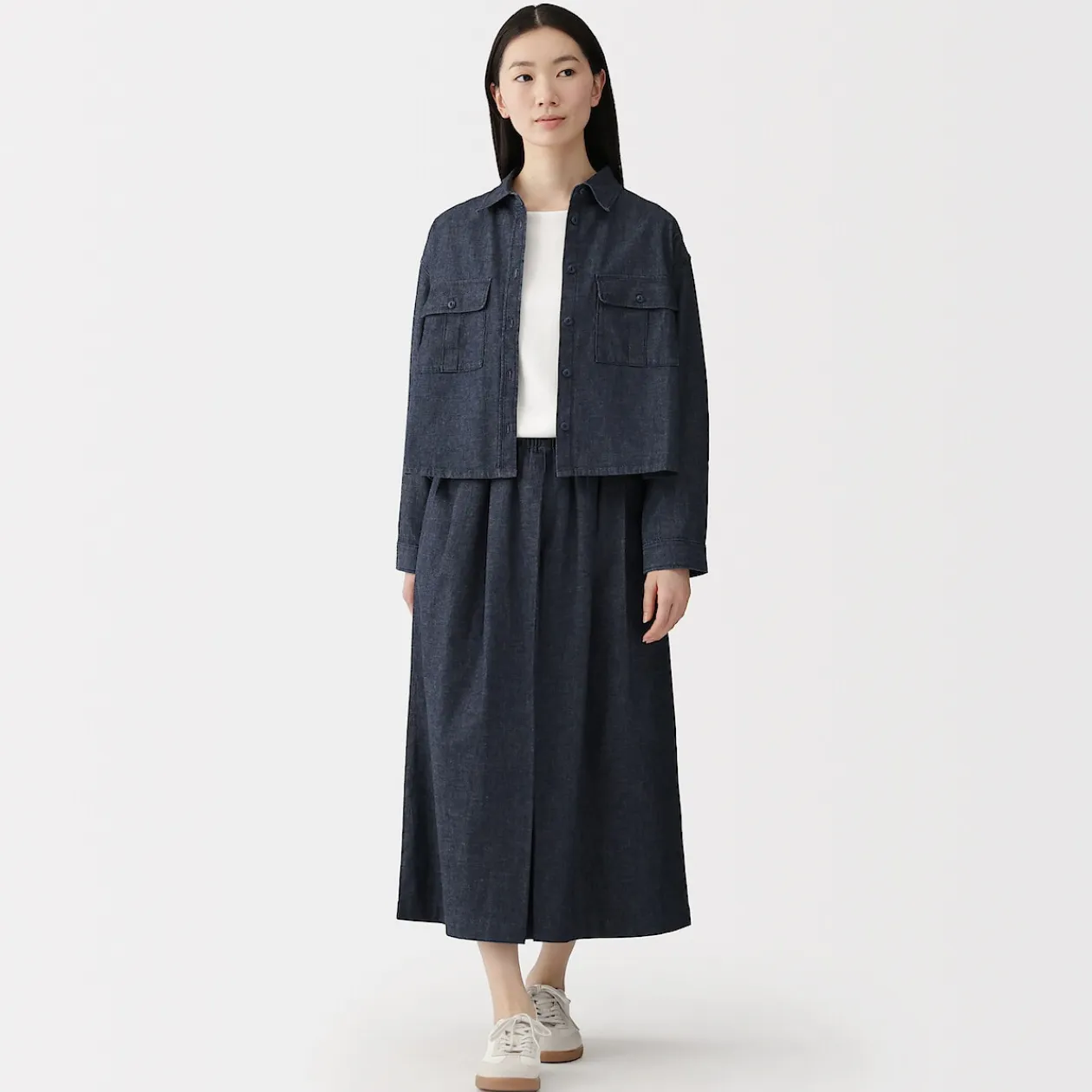 Pantalons, Jupes Et Shorts^Muji Jupe-culotte légère en denim de kapok mélangé pour femme Bleu Marine