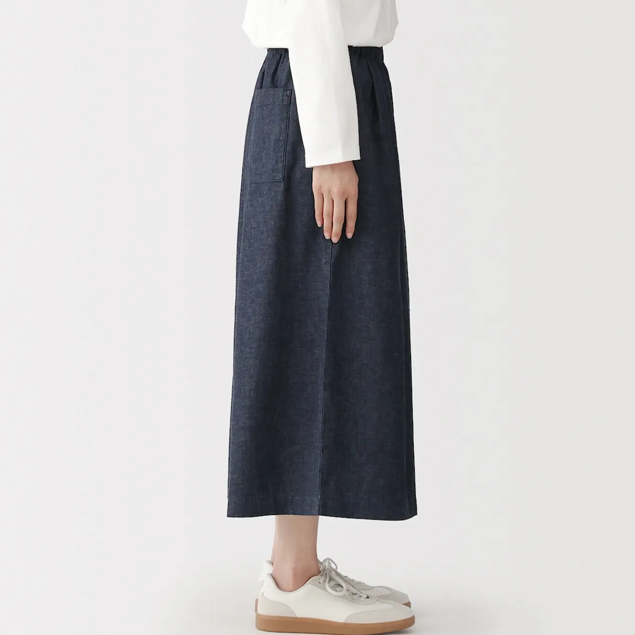 Pantalons, Jupes Et Shorts^Muji Jupe-culotte légère en denim de kapok mélangé pour femme Bleu Marine