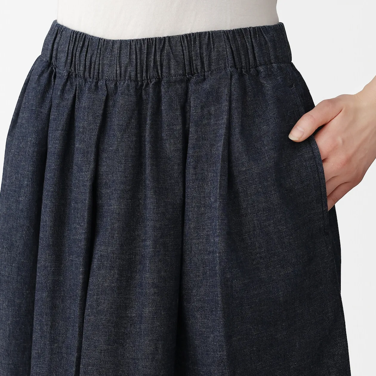Pantalons, Jupes Et Shorts^Muji Jupe-culotte légère en denim de kapok mélangé pour femme Bleu Marine