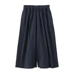 Pantalons, Jupes Et Shorts^Muji Jupe-culotte légère en denim de kapok mélangé pour femme Bleu Marine