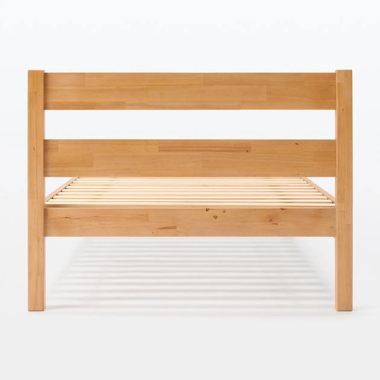 Lits^Muji Lit double plaqué en bois d'hévéa