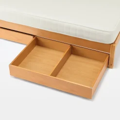 Lits^Muji Lit double plaqué en bois d'hévéa