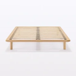 Lits^Muji Lit plateforme double en chêne